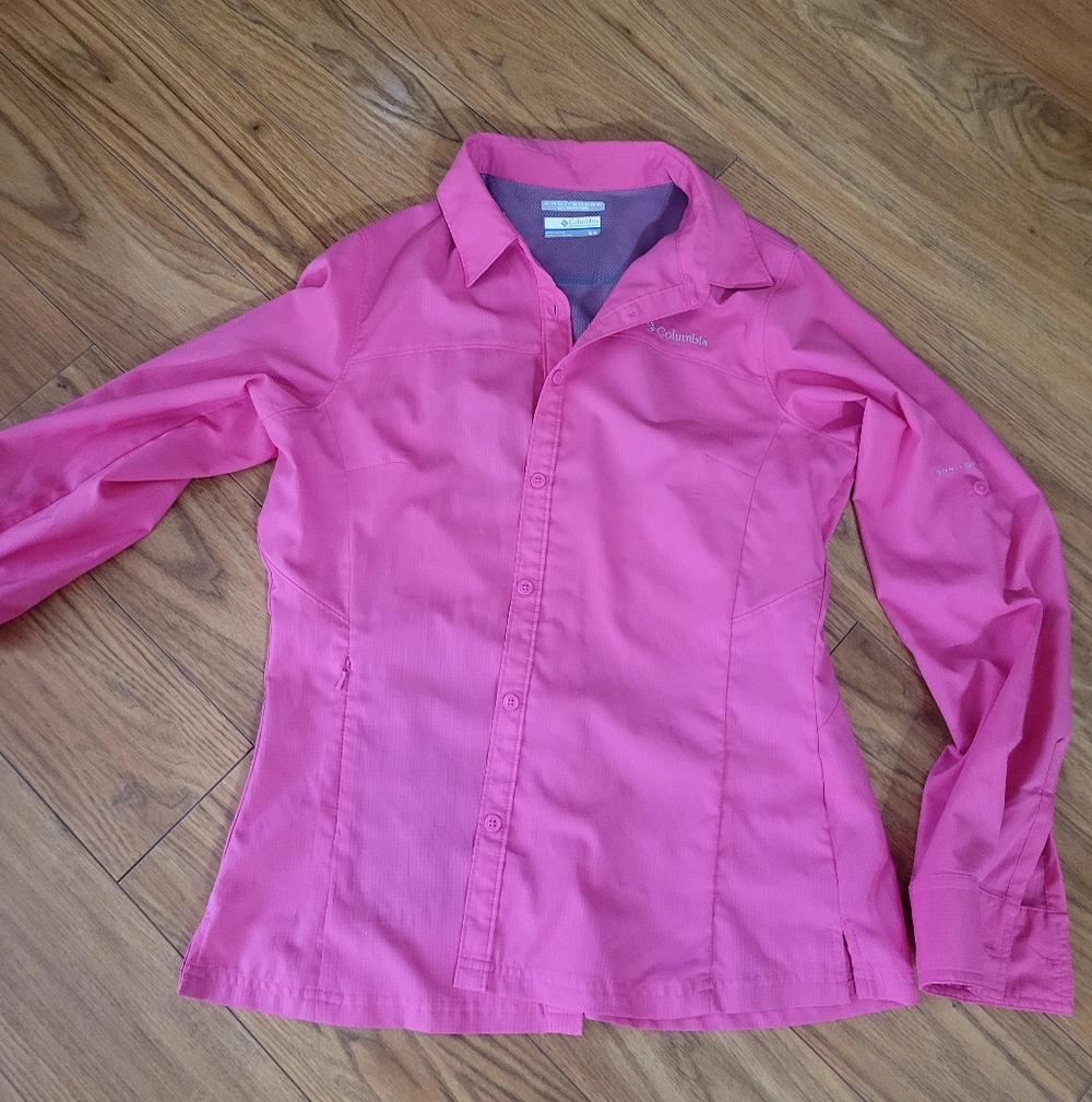 Columbia Vibrant Pink Long Sleeve Shirt Medium Dry Fit